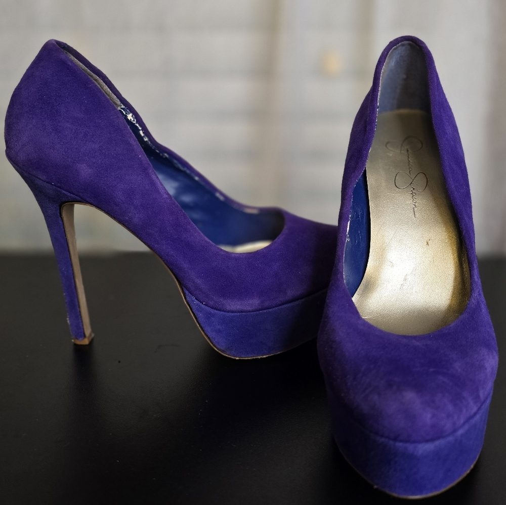 Purple suede Jessica Simpson high heel shoes